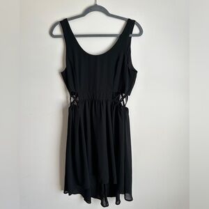 Black Mini Dress with Waist Cutout Detailing